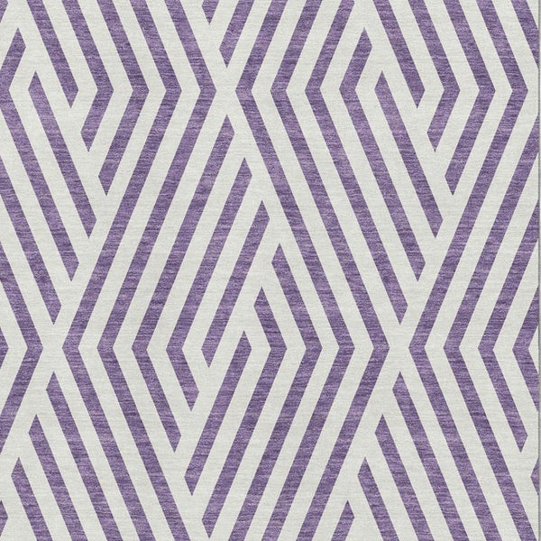 HomeRoots 10' X 14' Stylish Purple & Ivory Geometric Area Rug - Washable, UV-Protected, Pet-Friendly Design! 648592