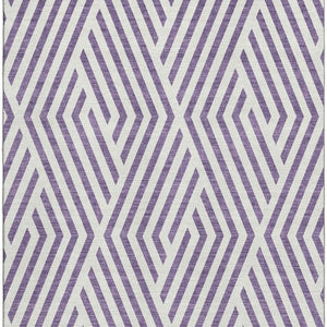 HomeRoots 10' X 14' Stylish Purple & Ivory Geometric Area Rug - Washable, UV-Protected, Pet-Friendly Design! 648592