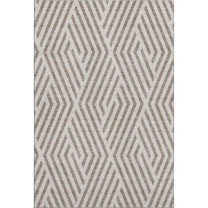 HomeRoots 5' X 8' Stylish Taupe and Ivory Geometric Area Rug - Washable, UV Protected, Durable for Homes 648594