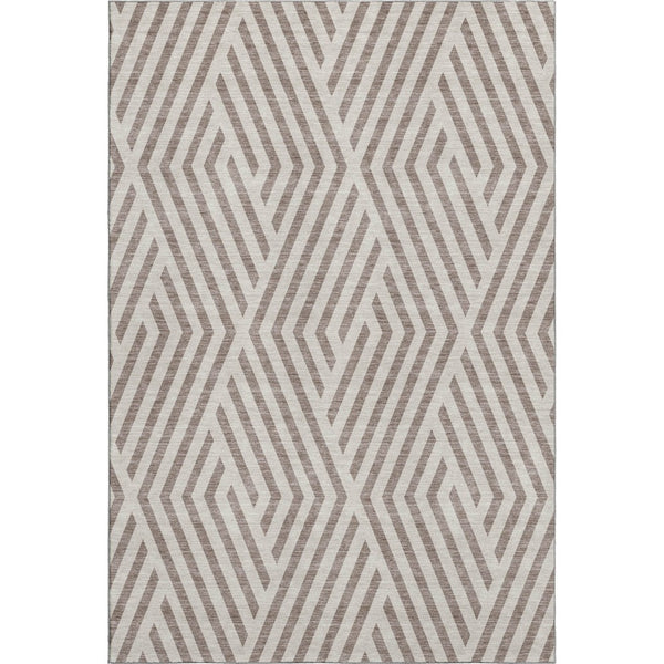 HomeRoots 5' X 8' Stylish Taupe and Ivory Geometric Area Rug - Washable, UV Protected, Durable for Homes 648594