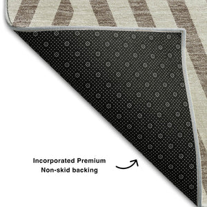 HomeRoots 5' X 8' Stylish Taupe and Ivory Geometric Area Rug - Washable, UV Protected, Durable for Homes 648594