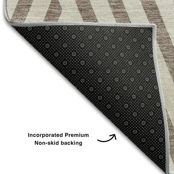 HomeRoots 5' X 8' Stylish Taupe and Ivory Geometric Area Rug - Washable, UV Protected, Durable for Homes 648594