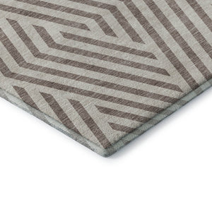 HomeRoots 5' X 8' Stylish Taupe and Ivory Geometric Area Rug - Washable, UV Protected, Durable for Homes 648594