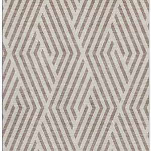 HomeRoots 5' X 8' Stylish Taupe and Ivory Geometric Area Rug - Washable, UV Protected, Durable for Homes 648594