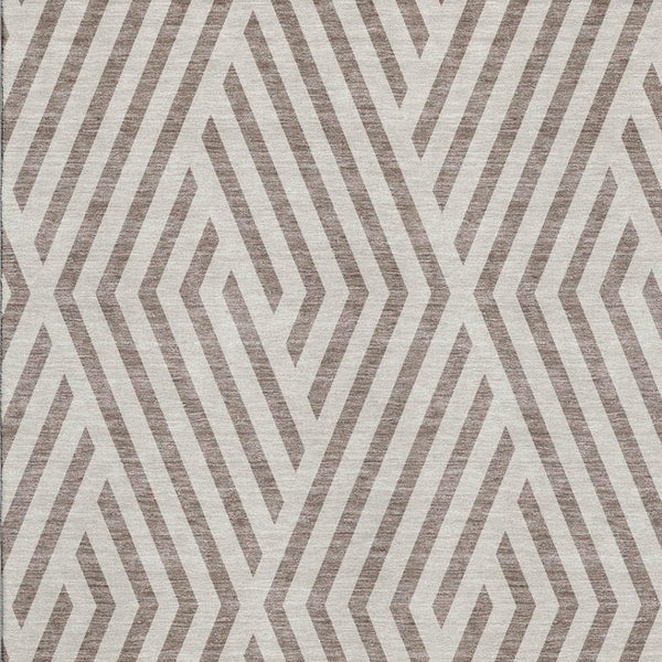 HomeRoots 10' X 14' Modern Taupe & Ivory Geometric Area Rug - Durable, Stain-Resistant, UV Protected Design 648598