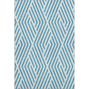HomeRoots 10' x 14' Teal & Ivory Geometric Area Rug – Stylish, Washable, UV-Protected for High-Traffic Homes! 648604