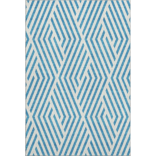 HomeRoots 10' x 14' Teal & Ivory Geometric Area Rug – Stylish, Washable, UV-Protected for High-Traffic Homes! 648604