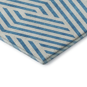 HomeRoots 10' x 14' Teal & Ivory Geometric Area Rug – Stylish, Washable, UV-Protected for High-Traffic Homes! 648604