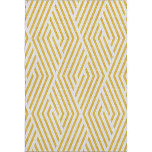 HomeRoots 10' X 14' Yellow & Ivory Geometric Washable Area Rug - UV Protected, Stain-Resistant & Pet-Friendly 648610