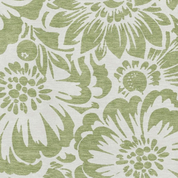 HomeRoots 5' X 8' Fern Green Floral Area Rug - Washable, UV Protected, Stain Resistant for Stylish Living Spaces 648612