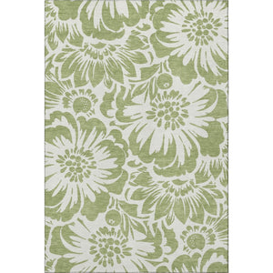 HomeRoots 5' X 8' Fern Green Floral Area Rug - Washable, UV Protected, Stain Resistant for Stylish Living Spaces 648612