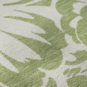 HomeRoots 8' X 10' Fern Green & Ivory Floral Area Rug – Washable, Stain-Resistant, UV Protected for Daily Use 648614