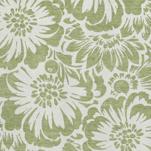HomeRoots 10' X 14' Fern Green Floral Area Rug - Washable, Stain Resistant, UV Protected for Busy Homes 648616