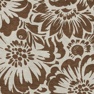 HomeRoots 5' Brown and Ivory Floral Washable Area Rug - UV Protected, Stain Resistant, Perfect for High Traffic Areas 648624