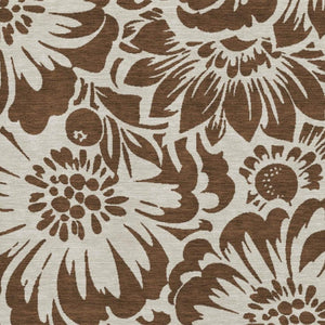 HomeRoots 10' X 14' Floral Area Rug in Brown and Ivory - Washable, UV-Protected, Stain-Resistant Design! 648628