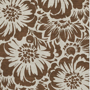 HomeRoots 10' X 14' Floral Area Rug in Brown and Ivory - Washable, UV-Protected, Stain-Resistant Design! 648628