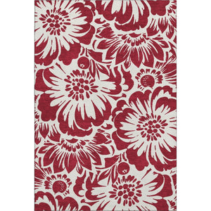 HomeRoots 5' X 8' Burgundy Floral Area Rug - Washable, UV Protected, Stain-Resistant, Stylish & Durable Design 648630