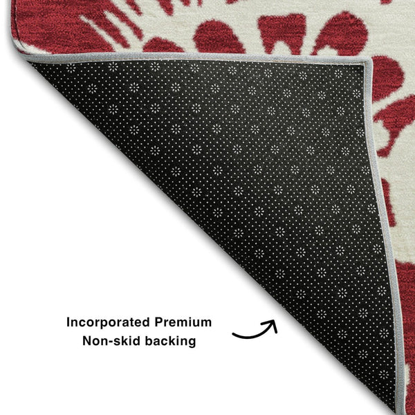 HomeRoots 5' X 8' Burgundy Floral Area Rug - Washable, UV Protected, Stain-Resistant, Stylish & Durable Design 648630