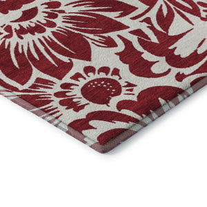 HomeRoots 5' X 8' Burgundy Floral Area Rug - Washable, UV Protected, Stain-Resistant, Stylish & Durable Design 648630