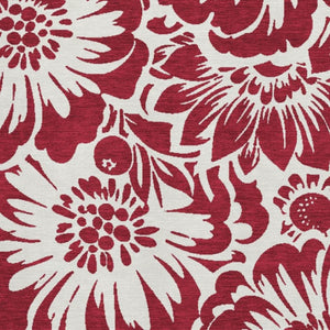 HomeRoots 5' X 8' Burgundy Floral Area Rug - Washable, UV Protected, Stain-Resistant, Stylish & Durable Design 648630