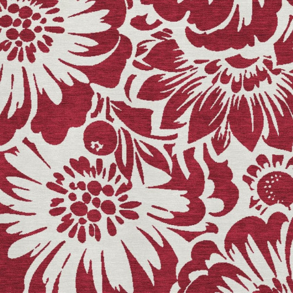 HomeRoots 5' X 8' Burgundy Floral Area Rug - Washable, UV Protected, Stain-Resistant, Stylish & Durable Design 648630