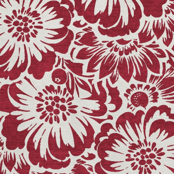 HomeRoots 5' X 8' Burgundy Floral Area Rug - Washable, UV Protected, Stain-Resistant, Stylish & Durable Design 648630