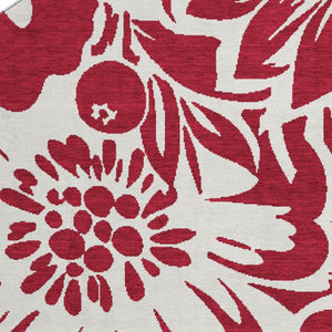 HomeRoots 8' Burgundy Floral Round Rug - Washable, Stain Resistant & UV Protected for Stylish Spaces 648631