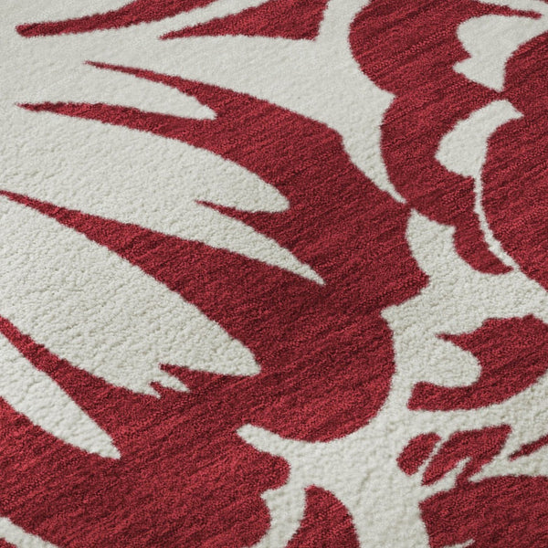 HomeRoots 8' X 10' Burgundy Floral Area Rug - Washable, UV Protected, Stain Resistant for Homes with Kids & Pets 648632
