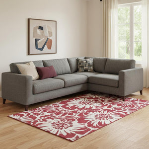 HomeRoots 10' Burgundy & Ivory Floral Area Rug - Washable, UV Protected, Stain-Resistant for Busy Homes! 648634