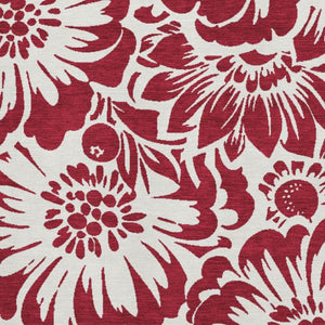 HomeRoots 10' Burgundy & Ivory Floral Area Rug - Washable, UV Protected, Stain-Resistant for Busy Homes! 648634