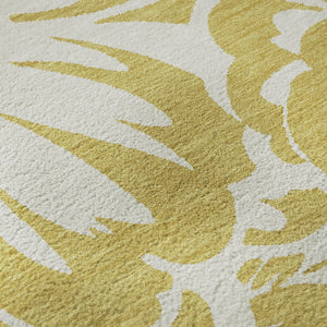 HomeRoots 5' X 8' Floral Washable Area Rug in Gold & Ivory - Durable, Stain-Resistant with UV Protection! 648642