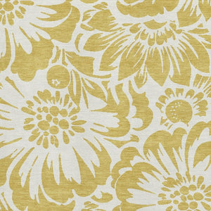 HomeRoots 10' X 14' Gold and Ivory Floral Washable Area Rug - UV Protected, Stain-Resistant, Soft Comfort! 648646