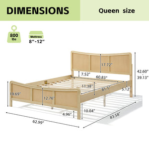 English Elm Curved Rattan King Bed Solid Wood Frame Antique White Bohemian Bedroom Design N758P390779N