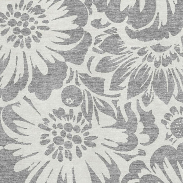 HomeRoots 5' X 8' Gray And Ivory Floral Area Rug - Stylish, Washable & UV Protected for Busy Homes! 648648