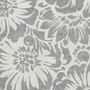 HomeRoots 9' X 12' Gray and Ivory Floral Washable Area Rug - Durable, Stylish, UV-Protected for Busy Homes! 648651