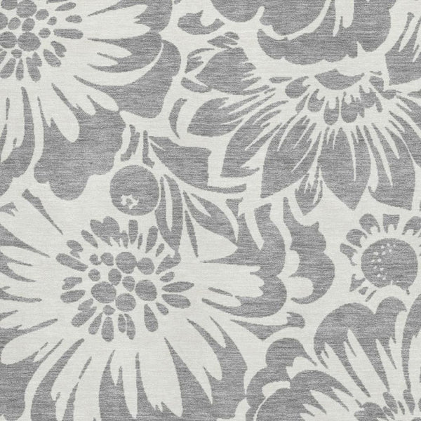 HomeRoots 9' X 12' Gray and Ivory Floral Washable Area Rug - Durable, Stylish, UV-Protected for Busy Homes! 648651