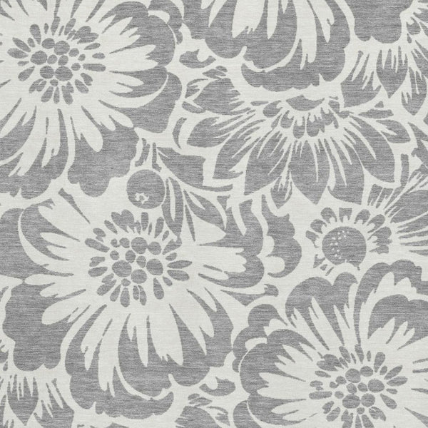 HomeRoots 9' X 12' Gray and Ivory Floral Washable Area Rug - Durable, Stylish, UV-Protected for Busy Homes! 648651
