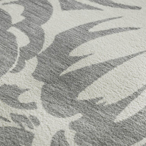 HomeRoots 9' X 12' Gray and Ivory Floral Washable Area Rug - Durable, Stylish, UV-Protected for Busy Homes! 648651