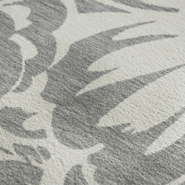 HomeRoots 9' X 12' Gray and Ivory Floral Washable Area Rug - Durable, Stylish, UV-Protected for Busy Homes! 648651