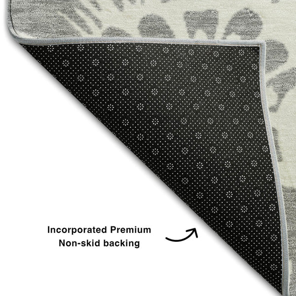 HomeRoots 10' X 14' Gray Floral Area Rug - Washable, UV Protected, Durable Design for High-Traffic Spaces 648652