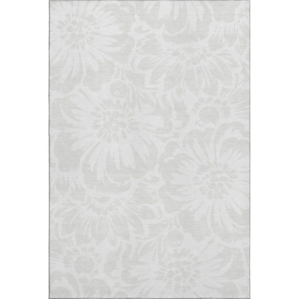 HomeRoots 5' X 8' Ivory and Cream Floral Rug - Washable, Stain Resistant, UV Protected for Everyday Elegance 648654