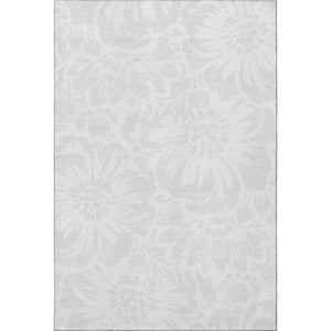 HomeRoots 5' X 8' Ivory and Cream Floral Rug - Washable, Stain Resistant, UV Protected for Everyday Elegance 648654