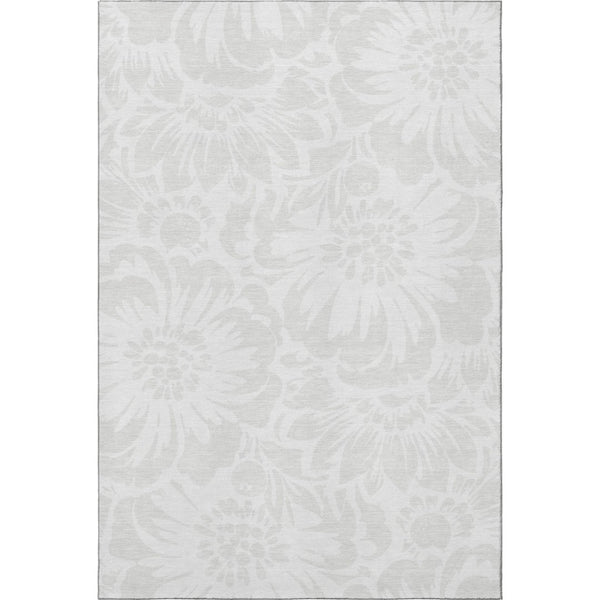 HomeRoots 5' X 8' Ivory and Cream Floral Rug - Washable, Stain Resistant, UV Protected for Everyday Elegance 648654