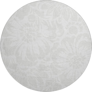 HomeRoots 8' Ivory and Cream Floral Round Rug - Washable, UV Protected, Durable Design for High-Traffic Areas 648655