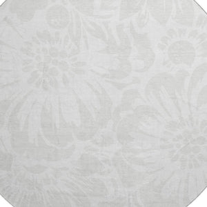 HomeRoots 8' Ivory and Cream Floral Round Rug - Washable, UV Protected, Durable Design for High-Traffic Areas 648655