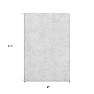HomeRoots 8' X 10' Ivory Floral Area Rug - Washable, Stain-Resistant, UV Protected for Stylish Durability 648656