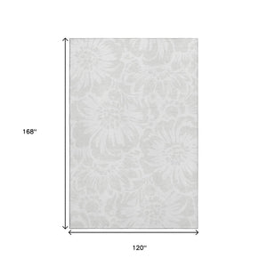 HomeRoots 10' X 14' Ivory Cream Floral Washable Area Rug - UV Protected, Stain Resistant & Durable for Homes 648658