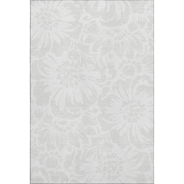 HomeRoots 10' X 14' Ivory Cream Floral Washable Area Rug - UV Protected, Stain Resistant & Durable for Homes 648658