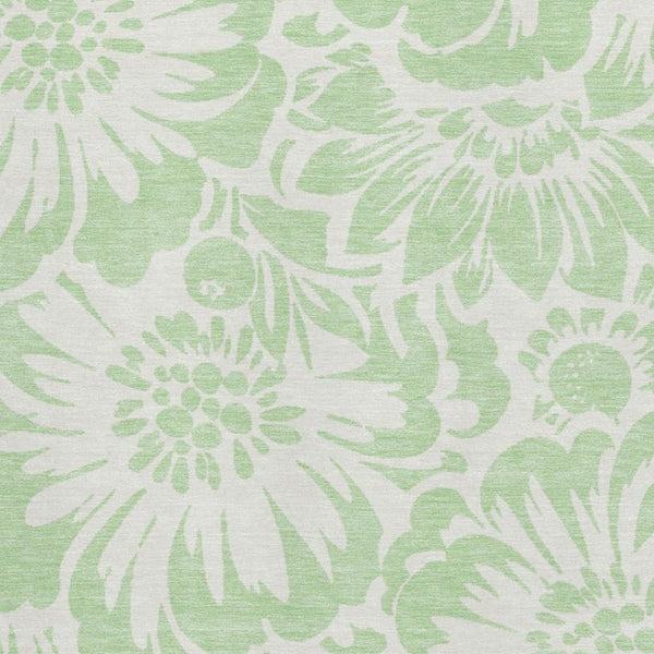 HomeRoots 5' X 8' Mint Green Floral Area Rug - Washable, UV Protected, Durable & Stylish for Any Space 648660