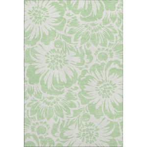 HomeRoots 10' Mint Green & Ivory Floral Area Rug - Washable, UV Protected, Stain Resistant for Busy Homes 648664